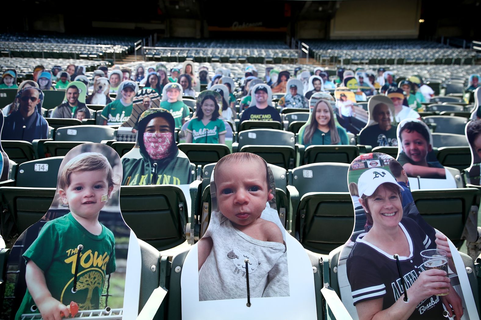 A closer look at some of the fan cutouts in Oakland.
