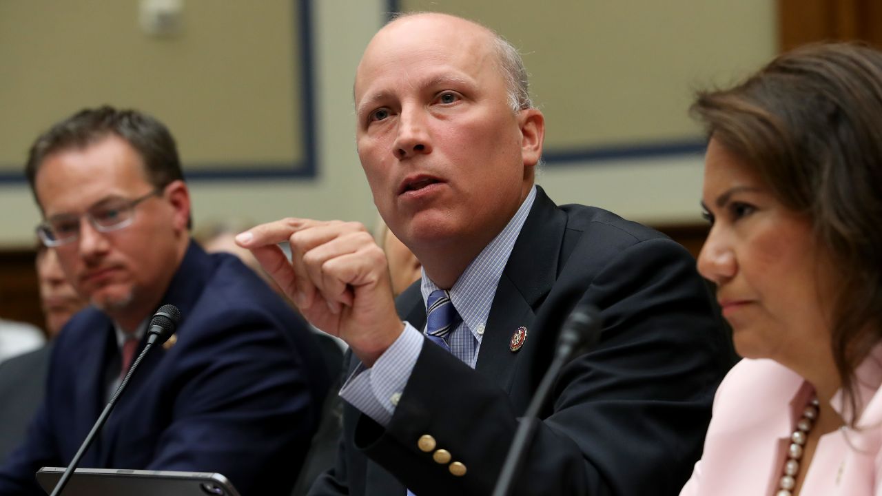 Republican Rep. Chip Roy of Texas is seen testifying before a House Oversight and Reform Committee hearing in July 2019.