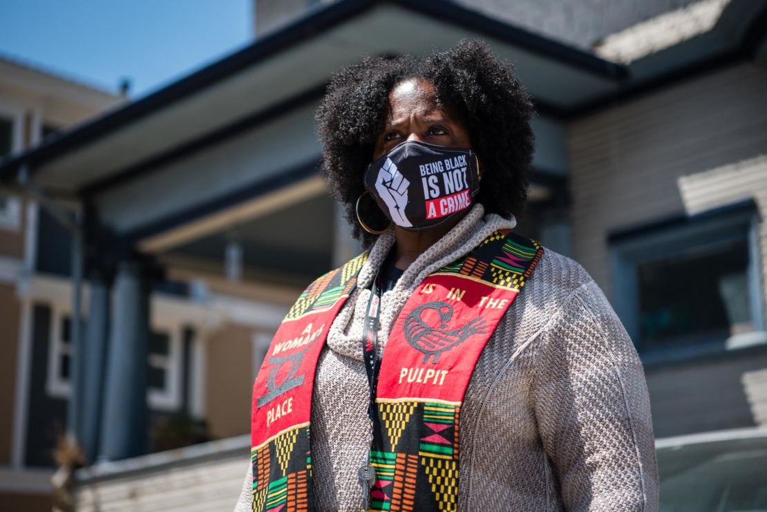 Lyft driver Cherri Murphy participates in an Oakland, California, protest.