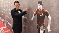 BERLIN, GERMANY - FEBRUARY 17: Laureus Academy Member Luis Figo signs the backdrop during his arrival at the 2020 Laureus World Sports Awards at Verti Music Hall on February 17, 2020 in Berlin, Germany. (Photo by Ian Gavan/Getty Images for Laureus)