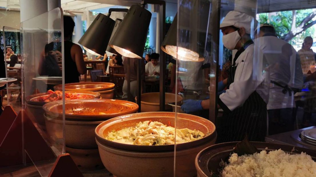 <strong>The buffet lives on: </strong>Thailand's hotels have had to adapt to post-Covid 19 realities. Buffet dinners and breakfasts are still a go at Anantara, but with a few changes in place. For instance, food is behind Plexiglass and stations are manned by staff. 