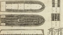 Engraving of the stowage plans of a slave ship, 1814. This drawing of the Liverpool slave ship Brooks was commissioned by abolitionists to depict how Africans were crammed below decks, in order to raise awareness of the inhumanity of the slave trade. (Photo by GraphicaArtis/Getty Images)