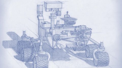 This is Scott Hulme's first rendering of the Mars 2020 rover.