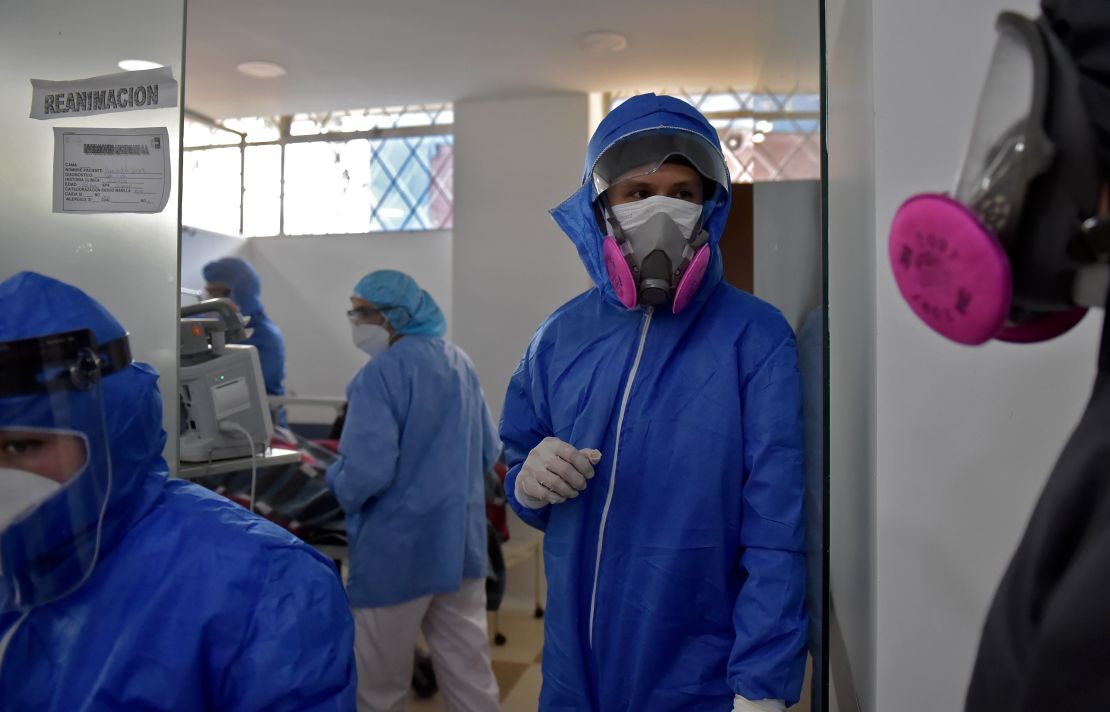 Health workers at a coronavirus ward in Soacha, Colombia, on July 24, 2020. 