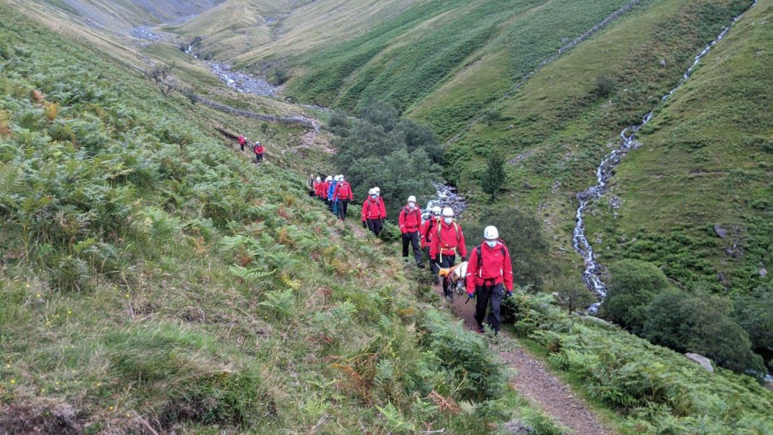 The rescue operation took a total of five hours and 16 team members of the Wasdale Mountain Rescue Team. 