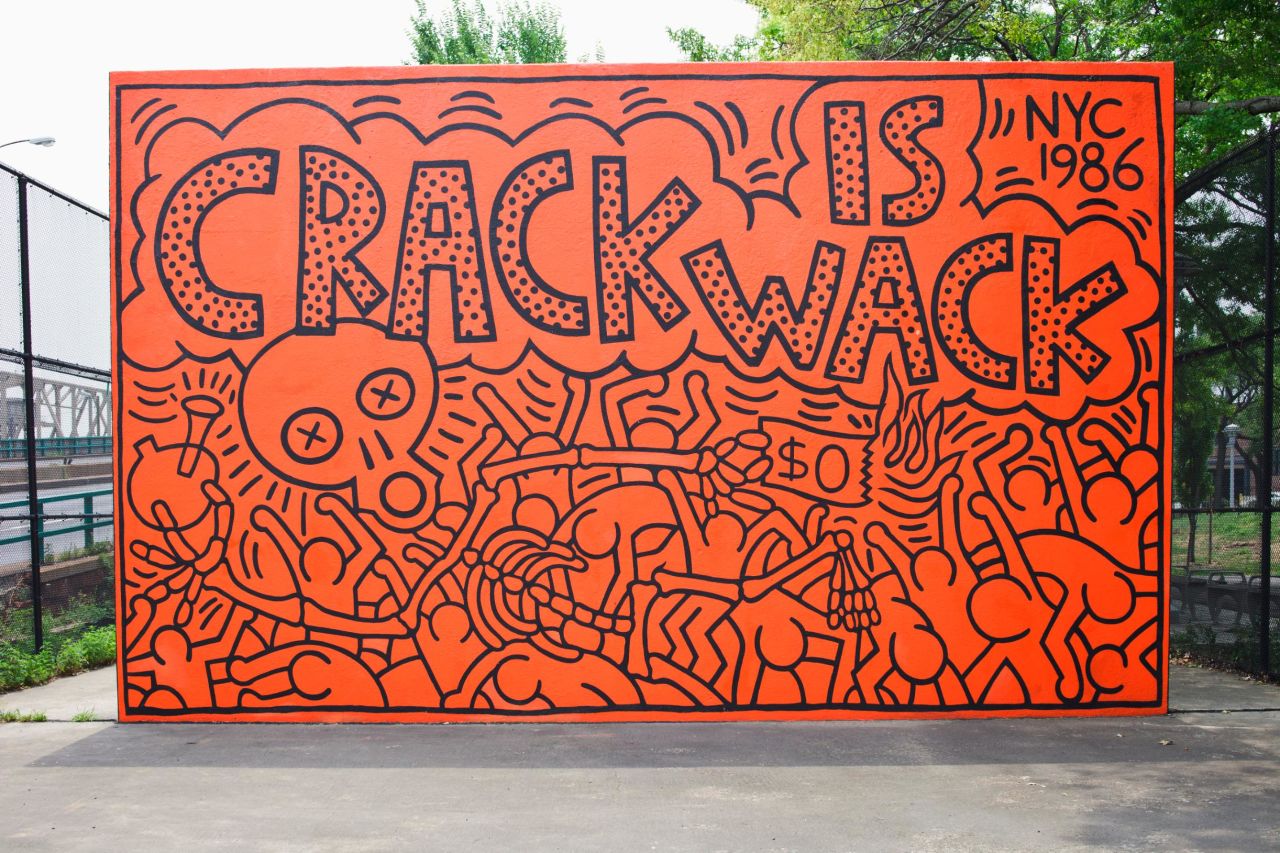 Keith Haring's "Crack is Wack" mural sent an anti-drug message to the community