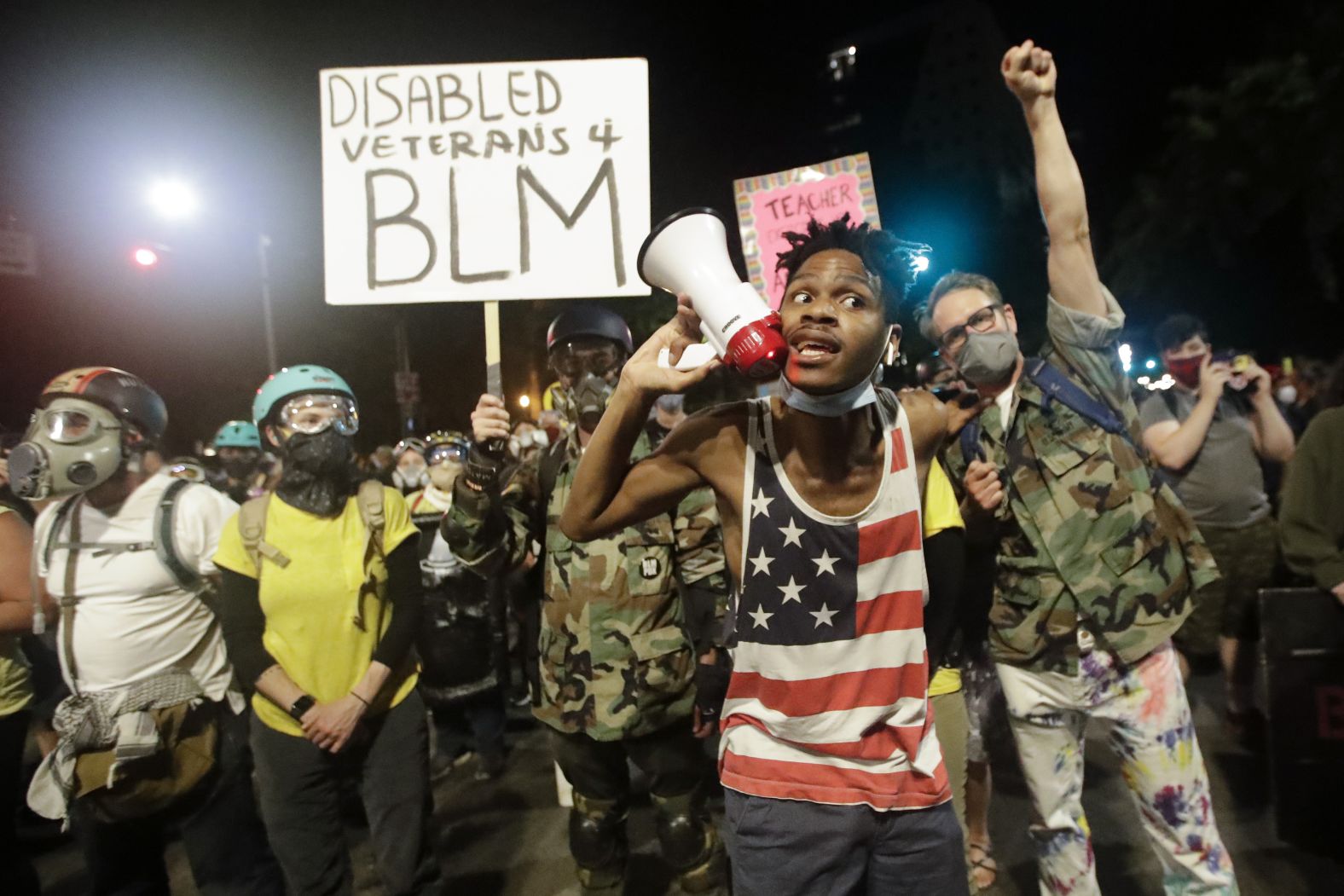 Protesters demonstrate on July 26.