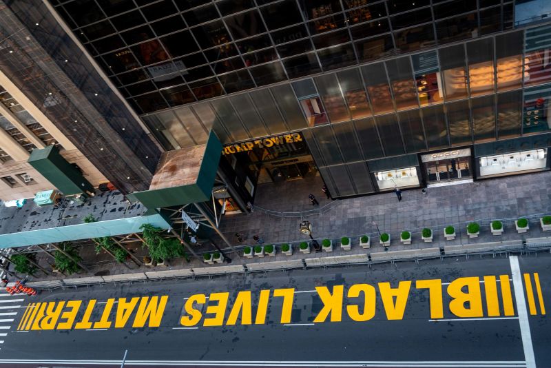 Black Lives Matter Mural Painted Outside Trump Tower Was Vandalized For ...