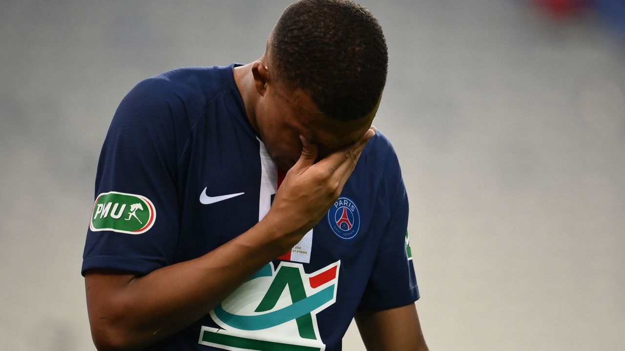 Kylian Mbappe walked off the pitch in tears following Loic Perrin's late challenge.