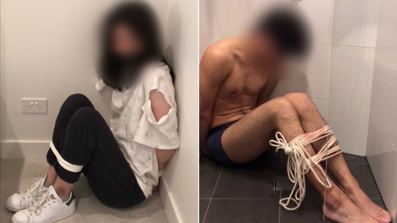 The victims are ordered to take photos of themselves bound and blindfolded, which are then sent to their families overseas for ransom demands.