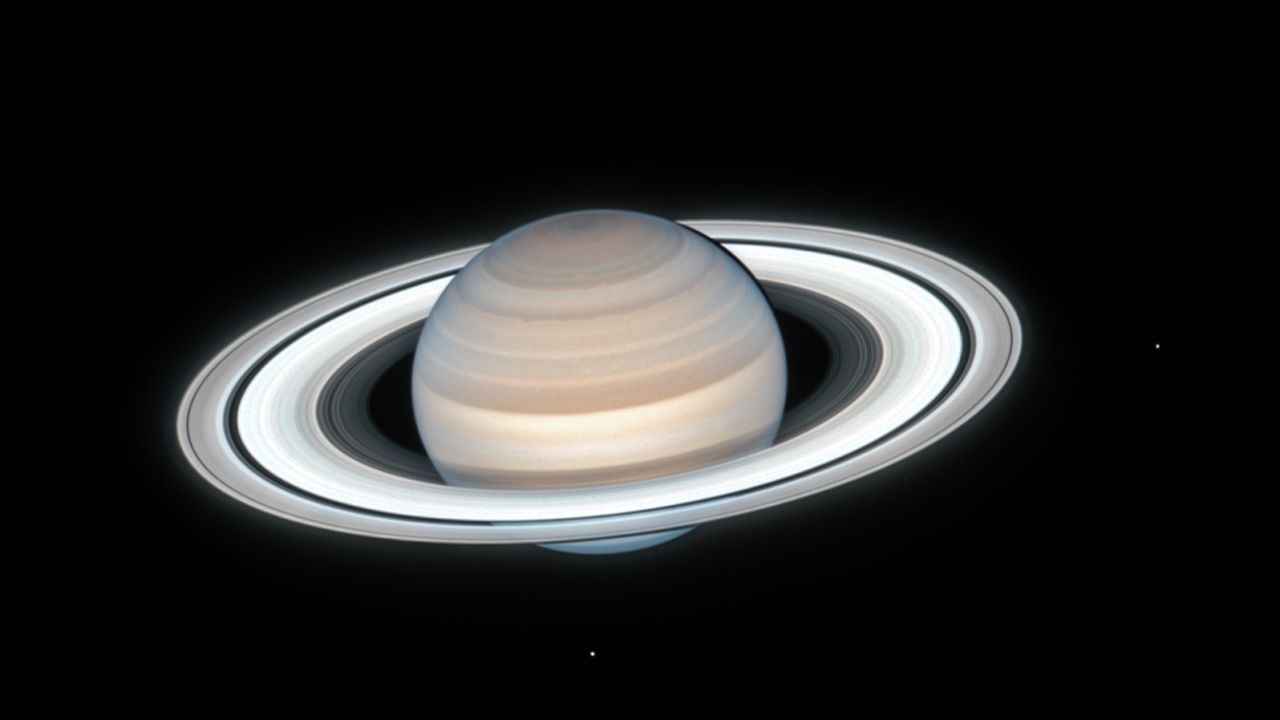 The photo shows Saturn's northern hemisphere tipped toward both us and the Sun.