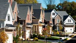 Suburban houses are seen in Fairfax, Virginia. 