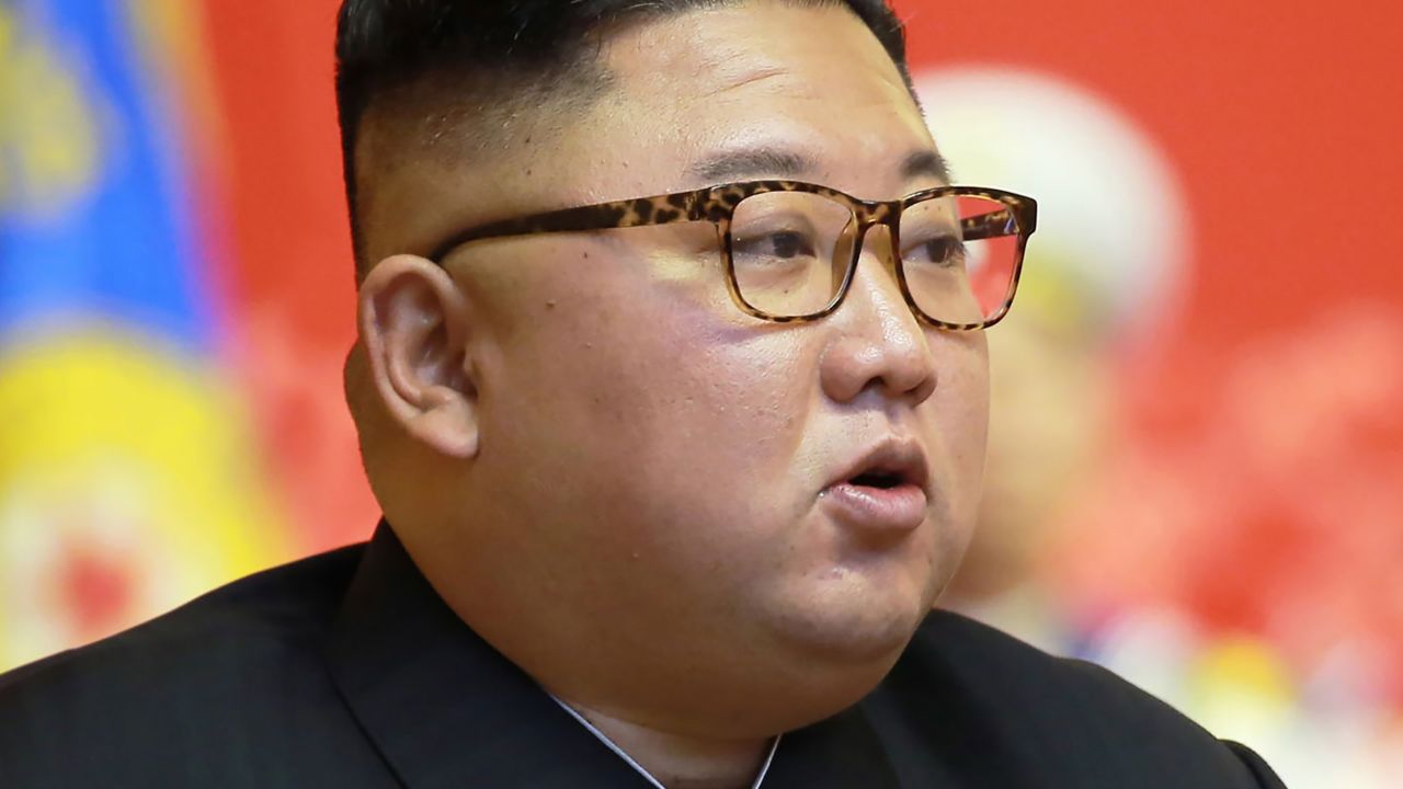 This picture taken on July 27, 2020 and released from North Korea's official Korean Central News Agency (KCNA) on July 28 shows North Korean leader Kim Jong Un delivering a speech at the 6th National Conference of War Veterans at the April 25 House of Culture in Pyongyang. - North Korean leader Kim Jong Un said there will be no more war in the country as its nuclear weapons guarantee its safety, signalling once again Pyongyang won't give up its nukes, state media said on July 28, 2020. (Photo by STR / KCNA VIA KNS / AFP) / - South Korea OUT / ---EDITORS NOTE--- RESTRICTED TO EDITORIAL USE - MANDATORY CREDIT "AFP PHOTO/KCNA VIA KNS" - NO MARKETING NO ADVERTISING CAMPAIGNS - DISTRIBUTED AS A SERVICE TO CLIENTS / THIS PICTURE WAS MADE AVAILABLE BY A THIRD PARTY. AFP CAN NOT INDEPENDENTLY VERIFY THE AUTHENTICITY, LOCATION, DATE AND CONTENT OF THIS IMAGE --- /  (Photo by STR/KCNA VIA KNS/AFP via Getty Images)