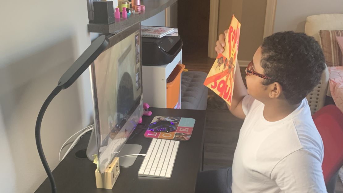 In Sylmar, Calif., Crystal Archible's 11-year-old attends a virtural "Kids Like Me" camp session via The Help Group, a nonprofit that serves children on the autism spectrum.