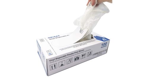 Okiass Vinyl Powder-Free Disposable Gloves, 100-Count