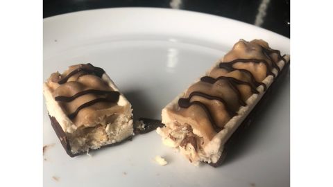 The inside of a Kind Frozen Dark Chocolate Almond Sea Salt Bar