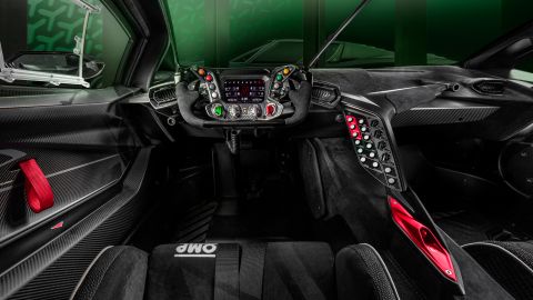 The Lamborghini Essenza SCV12's steering wheel is modeled on a Formula 1 racecar steering wheel.