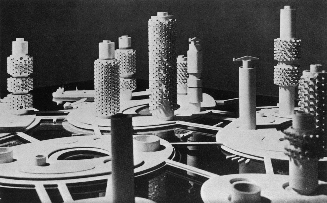 Kiyonoru Kikutake's Marine City project, like many Metabolist concepts, hoped to solve Japan's limited space on land by moving part of the population out to sea.