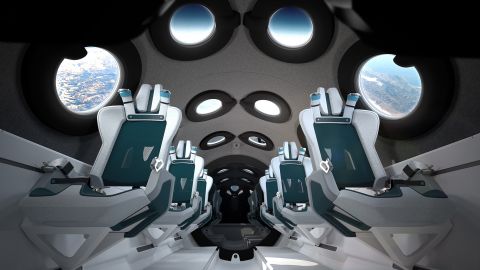 Virgin Galactic spaceship cabin interior.