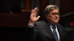 Attorney General William Barr takes the oath before he testifies before the House Judiciary Committee hearing in the Congressional Auditorium at the US Capitol Visitors Center July 28, 2020 in Washington, DC