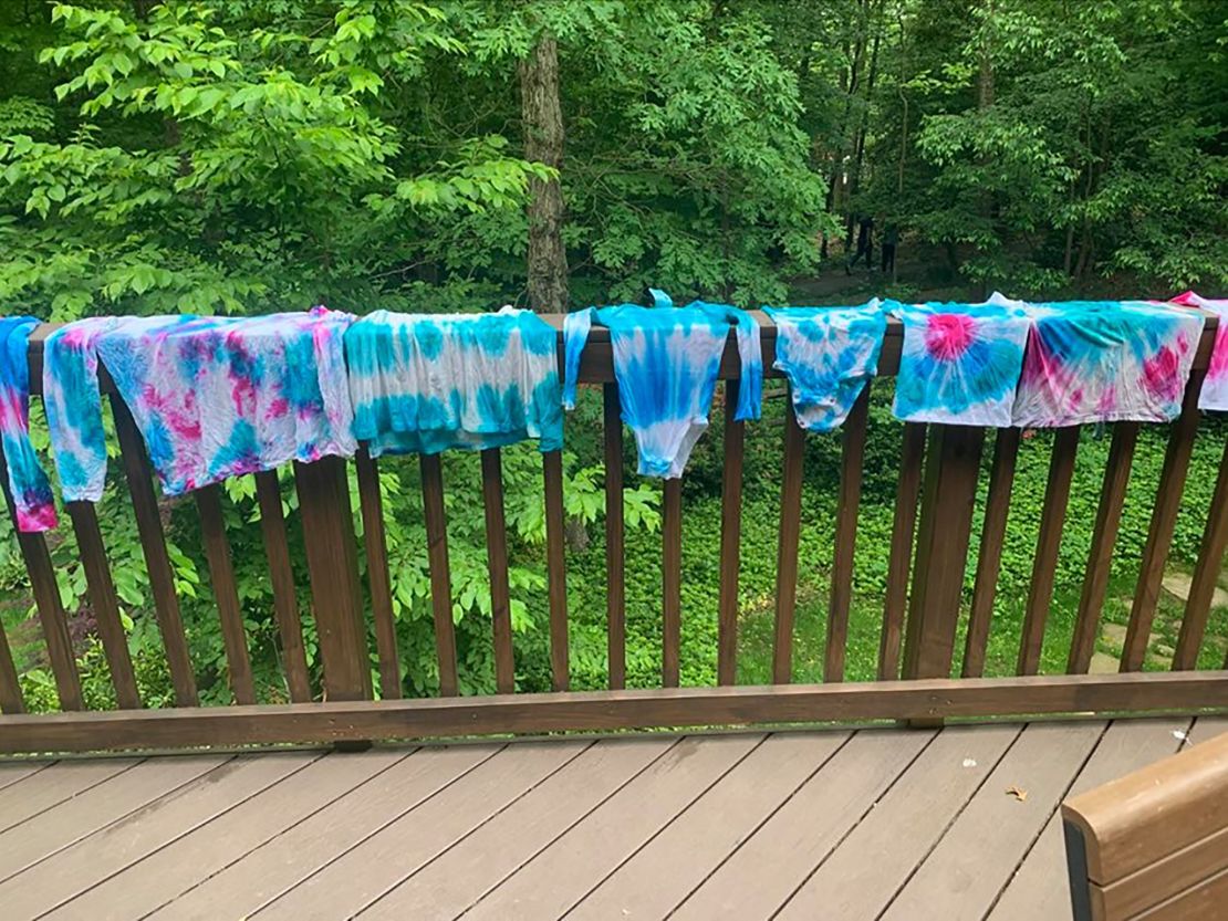 Danielle Somers of Potomac, Maryland, has turned to tie-dying as a hobby while social distancing at home.