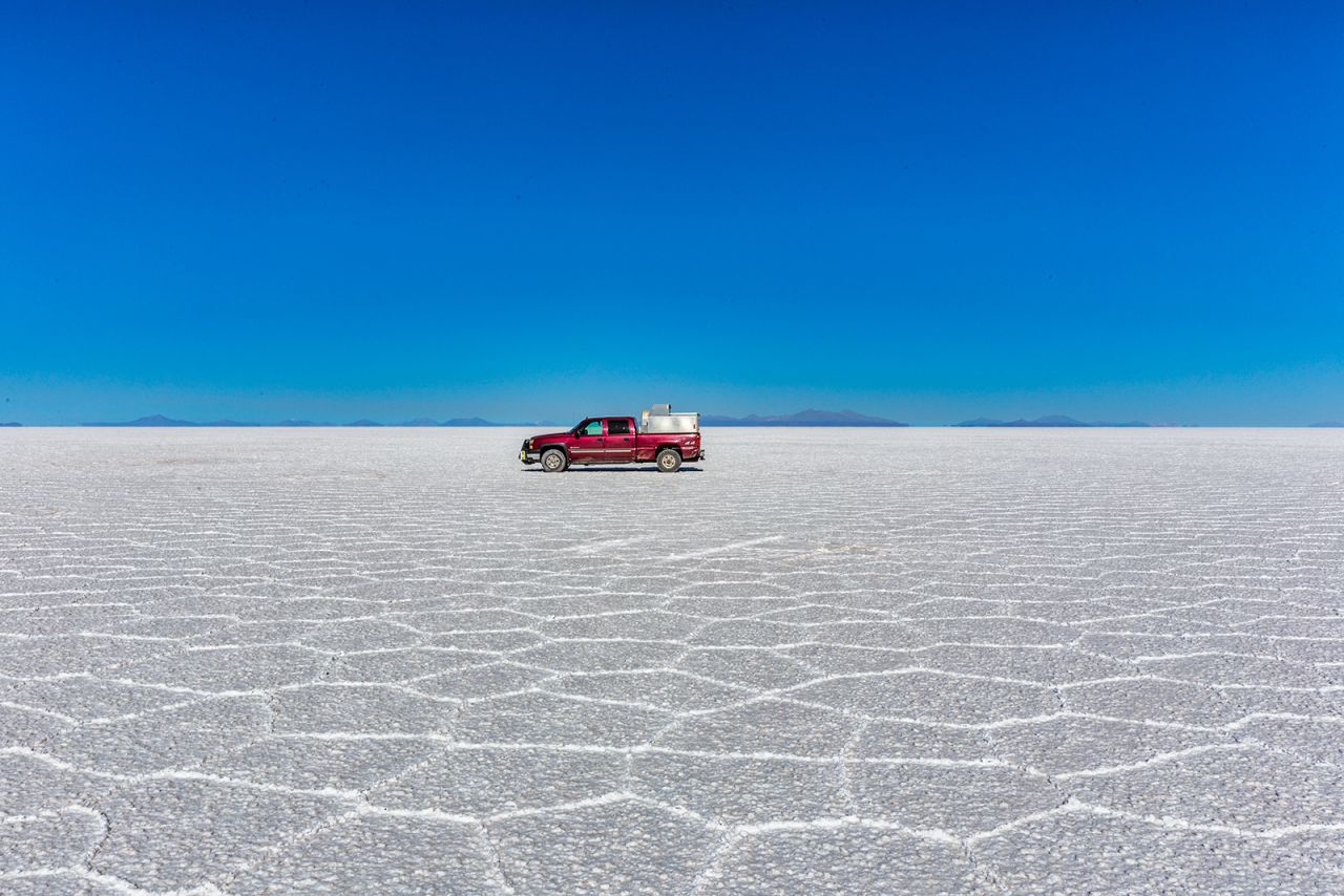<strong>Salar de Uyuni, Bolivia:</strong> Karen Catchpole and Eric Mohl have spent 14 years road tripping in the Americas. This is their truck on the Salar de Uyuni in Bolivia --  the largest salt flat in the world.