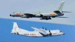 A Chinese H-6 bomber and Y-9 transport as photographed by Japanese fighters on intercept missions