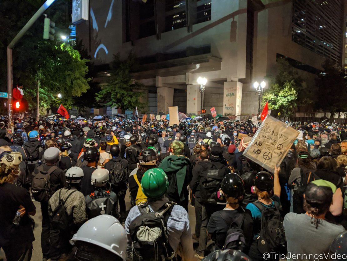 A picture of the tense protests Trip Jennings shot on Sunday. 