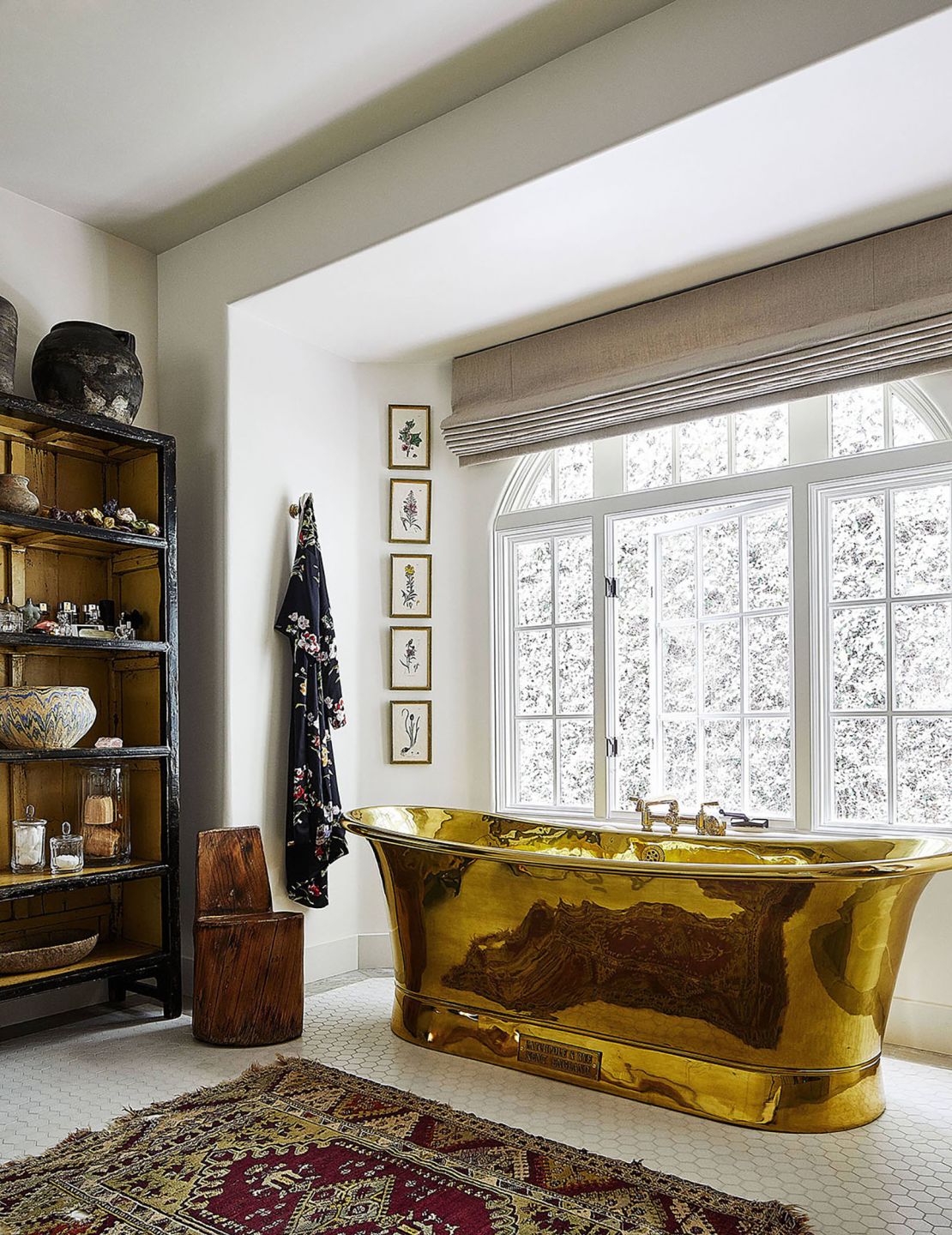 The brass tub inside Jenner's master bathroom.