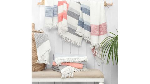 Crane & Canopy Gray Multi-Stripe Linen Throw