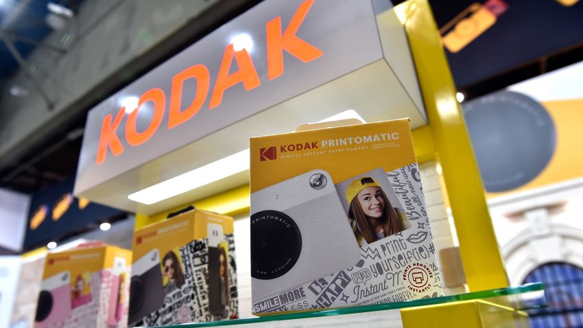 Kodak's Printomatic instaprint cameras are displayed at the Kodak booth during CES 2018 at the Las Vegas Convention Center on January 10, 2018 in Las Vegas, Nevada. CES, the world's largest annual consumer technology trade show, runs through January 12 and features about 3,900 exhibitors showing off their latest products and services to more than 170,000 attendees.  (Photo by David Becker/Getty Images)