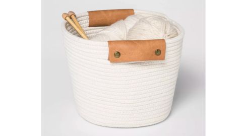 Threshold Decorative Coiled Rope Square Base Tapered Basket