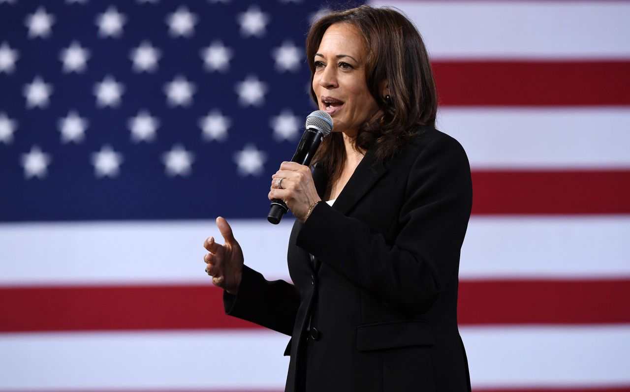 Kamala Harris speaks during an economic forum in Las Vegas in April 2019. The US senator from California is now the vice president-elect.