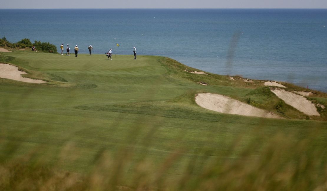 A general view of the 17th green during the first round of the US Senior Open in 2007 at Whistling Straits in Kohler, Wisconsin.