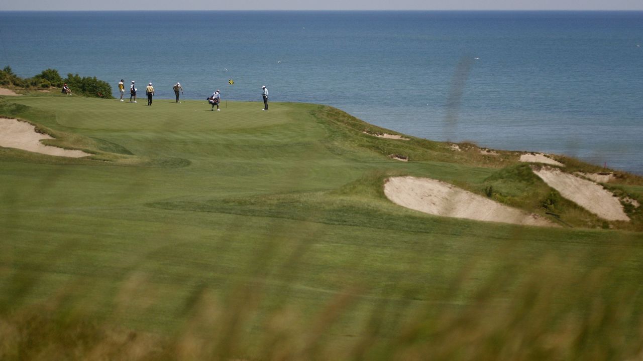A general view of the 17th green during the first round of the US Senior Open in 2007 at Whistling Straits in Kohler, Wisconsin.