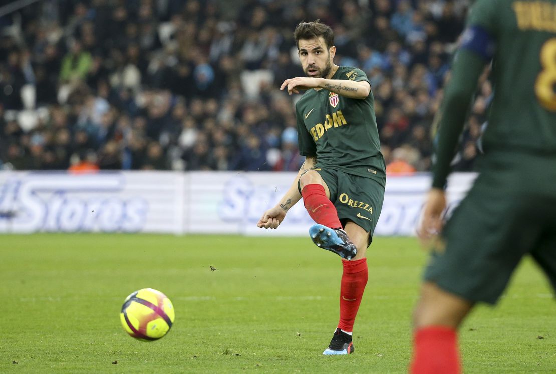 Fabregas in action for Monaco during the French Ligue 1 match between Olympique de Marseille (OM) and AS Monaco (ASM) at Stade Velodrome on January 13, 2019 in Marseille, France.