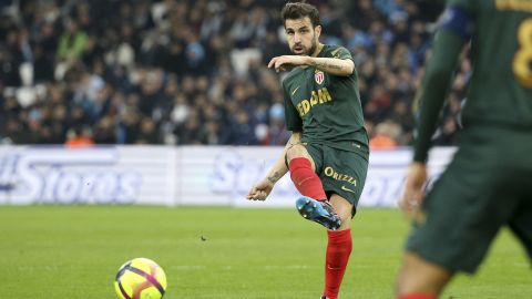 Fabregas in action for Monaco during the French Ligue 1 match between Olympique de Marseille (OM) and AS Monaco (ASM) at Stade Velodrome on January 13, 2019 in Marseille, France.