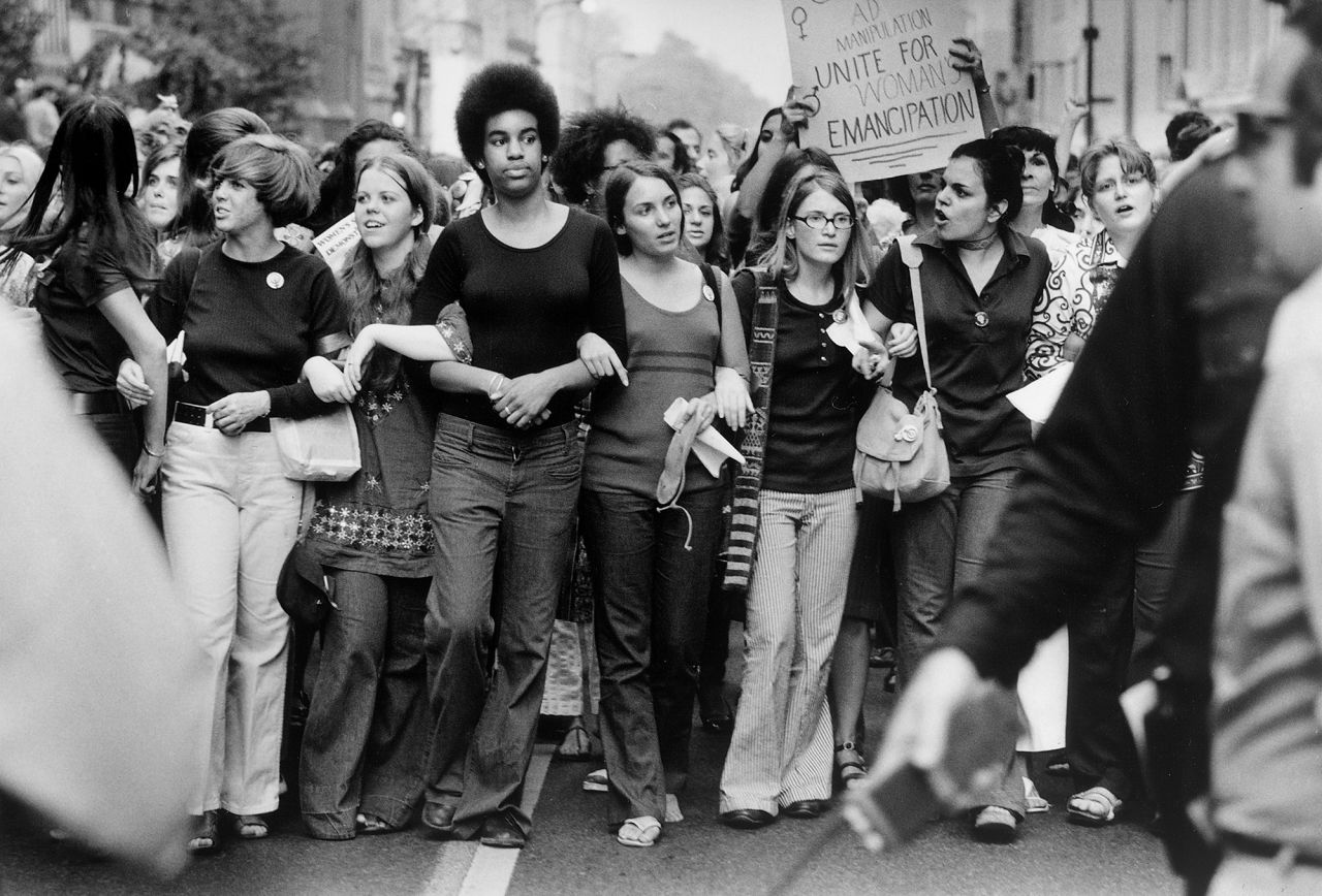 Women march in New York City as a part of the Women's Strike for Equality March on August 26, 1970. The event was spearheaded by activist and author Betty Friedan to commemorate the 50th anniversary of the 19th Amendment and to call out the work still needed to be done for equal rights for women. "This is not a bedroom war. This is a political movement," Friedan said during a rally. "Man is not the enemy. Man is a fellow victim."
