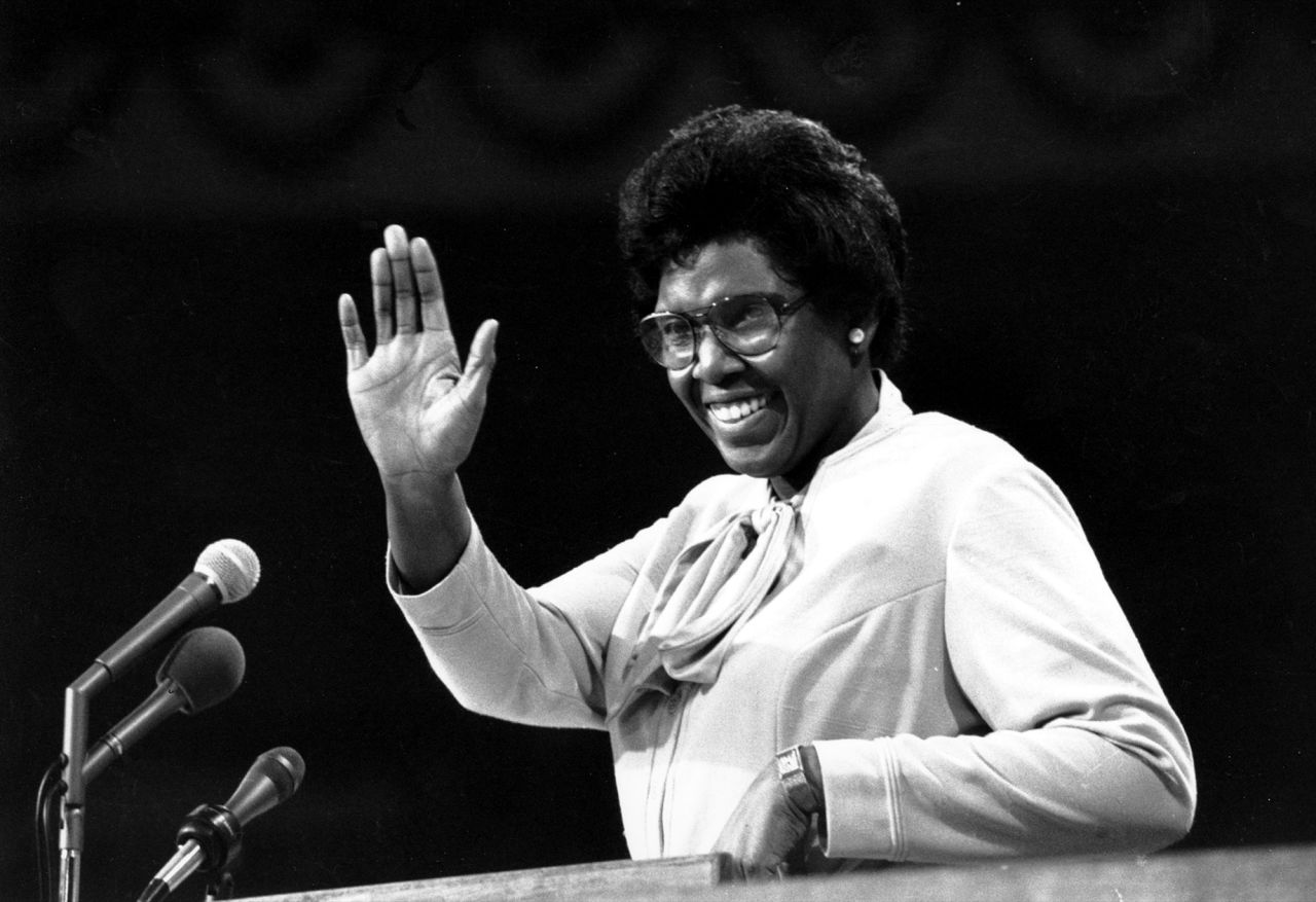 In 1966, Barbara Jordan was elected to the Texas Senate, making her the first African American state senator in the United States since 1883. Jordan was elected to the US House of Representatives in 1972 and became a household name after her opening remarks in the impeachment proceedings against President Richard Nixon. She is pictured here in 1976 as she delivers the first keynote speech given by an African American woman at the Democratic National Convention. "My presence here is one additional bit of evidence that the American Dream need not forever be deferred," she told the crowd. 