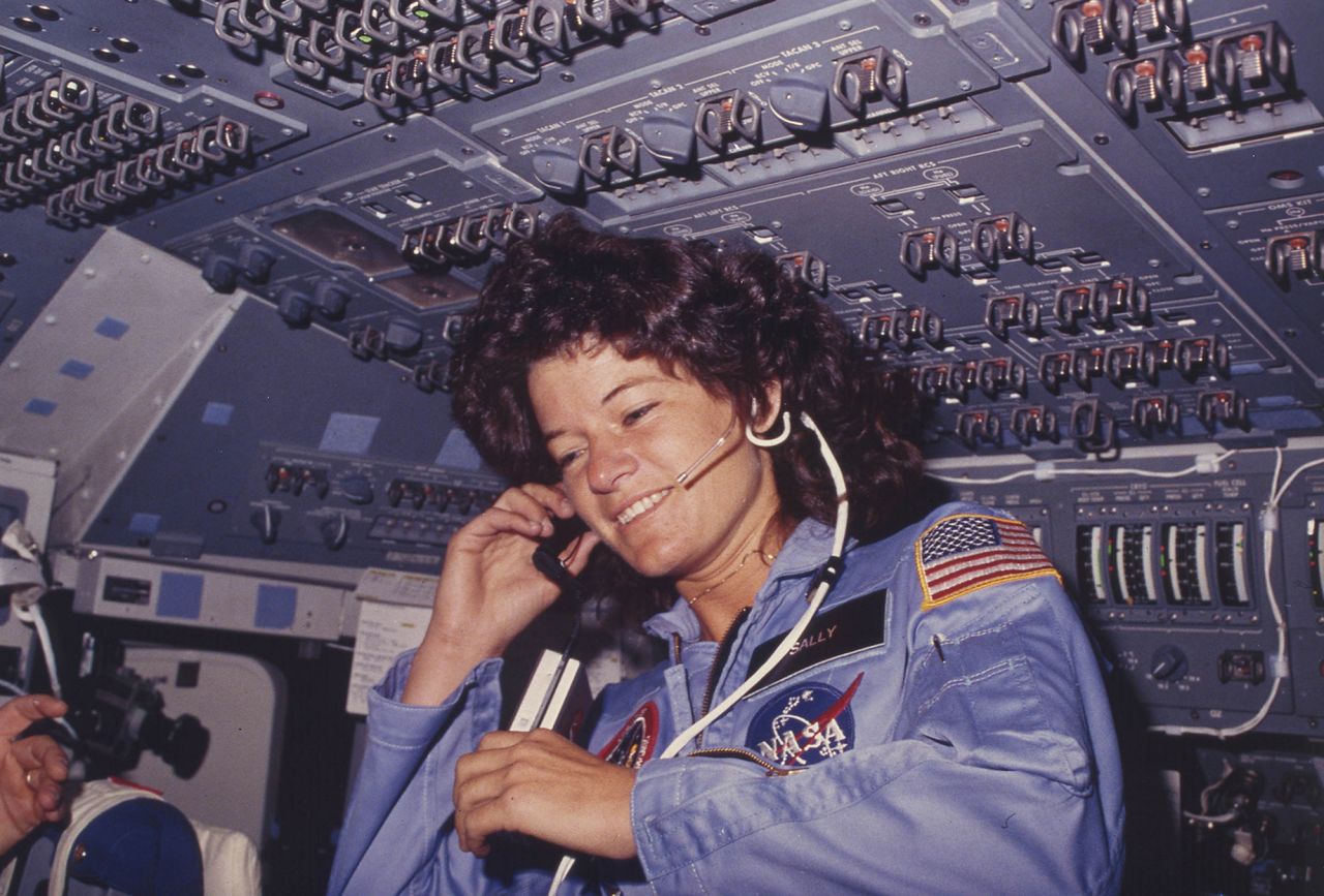 Sally Ride was one of the first six women selected to join NASA's astronaut school in 1978. During the 1983 Challenger mission, Ride became the first American woman — and the youngest American — to leave the atmosphere. She was 32. After leaving NASA, Ride founded the nonprofit SallyRide Science and was a strong advocate for improving math and science education for girls.