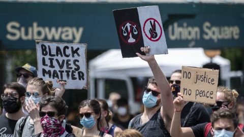 Protesters occupy Union Square in New York City on June 06, 2020.