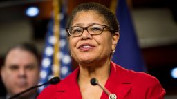 UNITED STATES - JANUARY 13: Rep. Karen Bass, D-Calif., speaks during a House Democrats' news conference in the Capitol on Tuesday, Jan. 13, 2015, to discuss plans to educate immigrant communities for the implementation of the executive actions on immigration announced by President Obama in November. (Photo By Bill Clark/CQ Roll Call) (CQ Roll Call via AP Images)