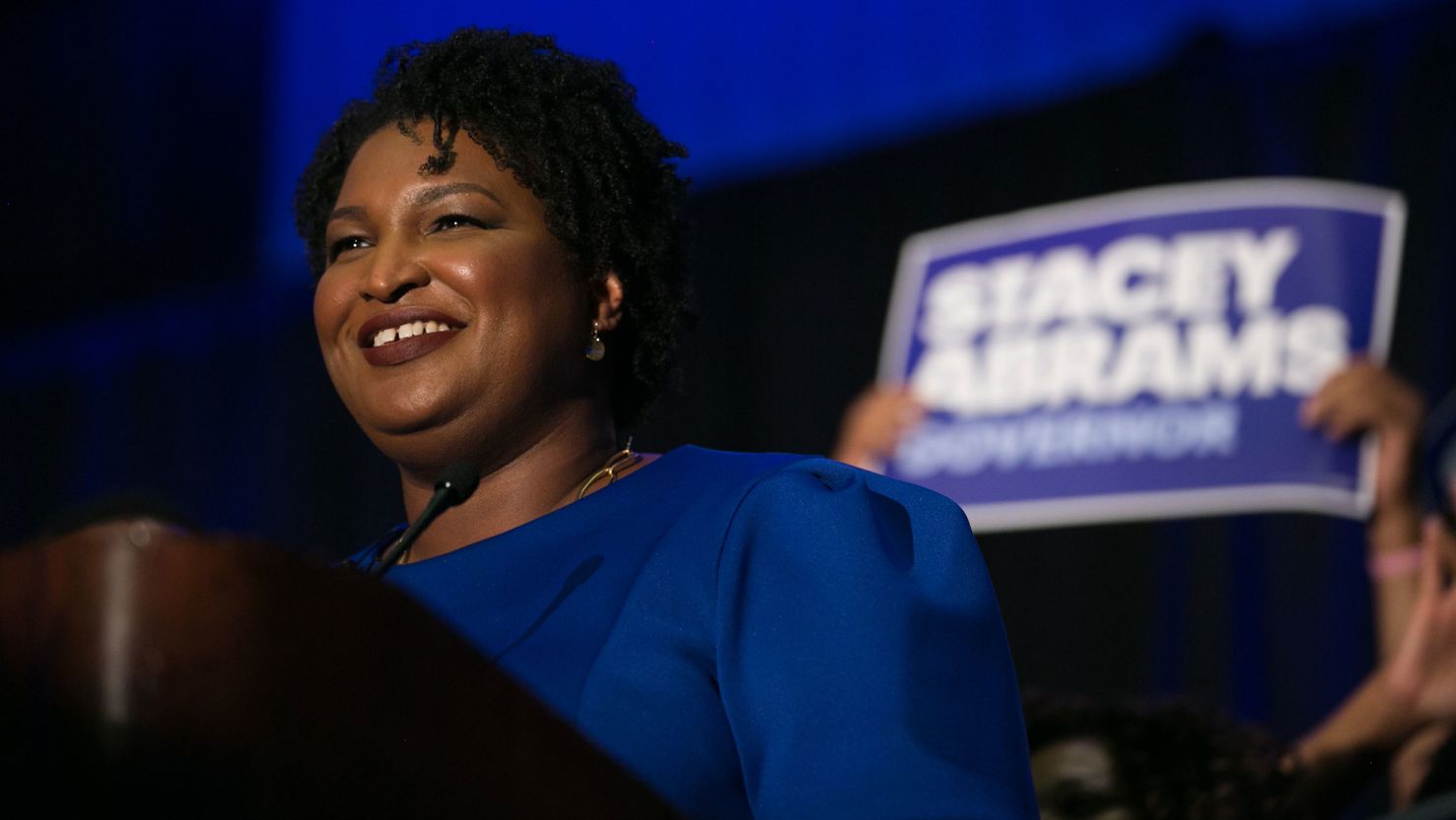 Georgia Democratic Gubernatorial candidate Stacey Abrams takes the stage to declare victory in the primary during an election night event on May 22, 2018 in Atlanta, Georgia.  If elected, Abrams would become the first African American female governor in the nation.  (Photo by Jessica McGowan/Getty Images)