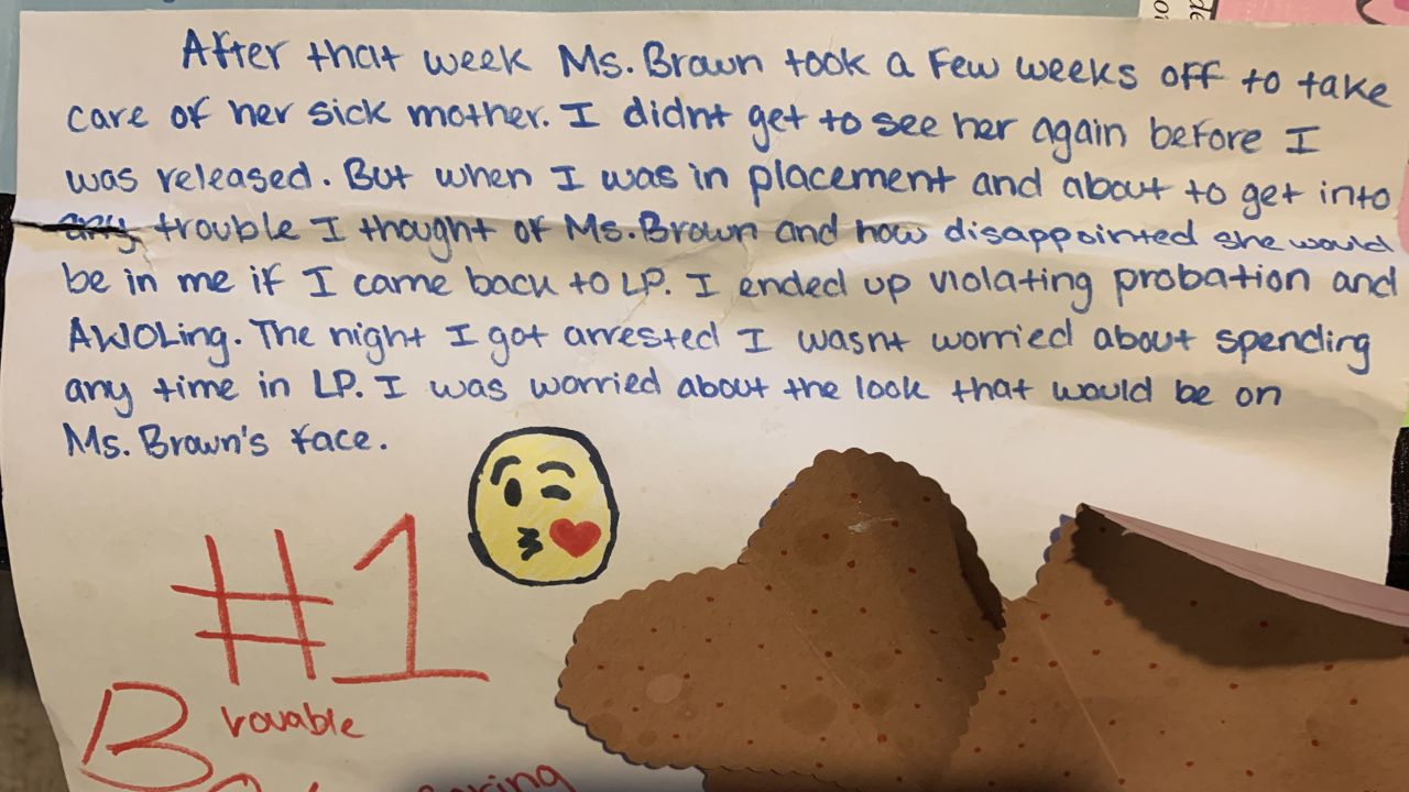 Demetria Brown received letters from the girls she worked with as a detention officer.