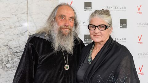 The Wizard of Christchurch and his partner Alice Flett attend the world premiere of The Changeover on September 25, 2017 in Christchurch, New Zealand.  