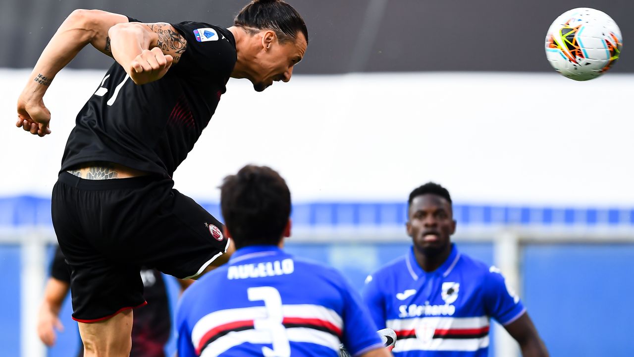 Zlatan Ibrahimovic scores a goal against Sampdoria.