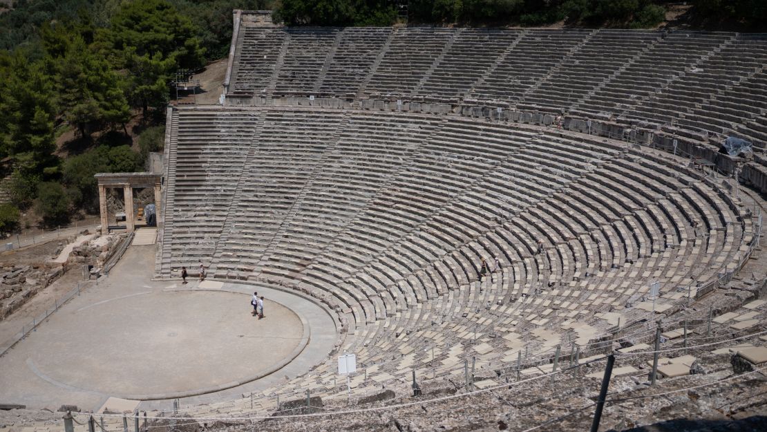 Many historical attractions, such as the ancient theater of Epidaurus, are largely empty.