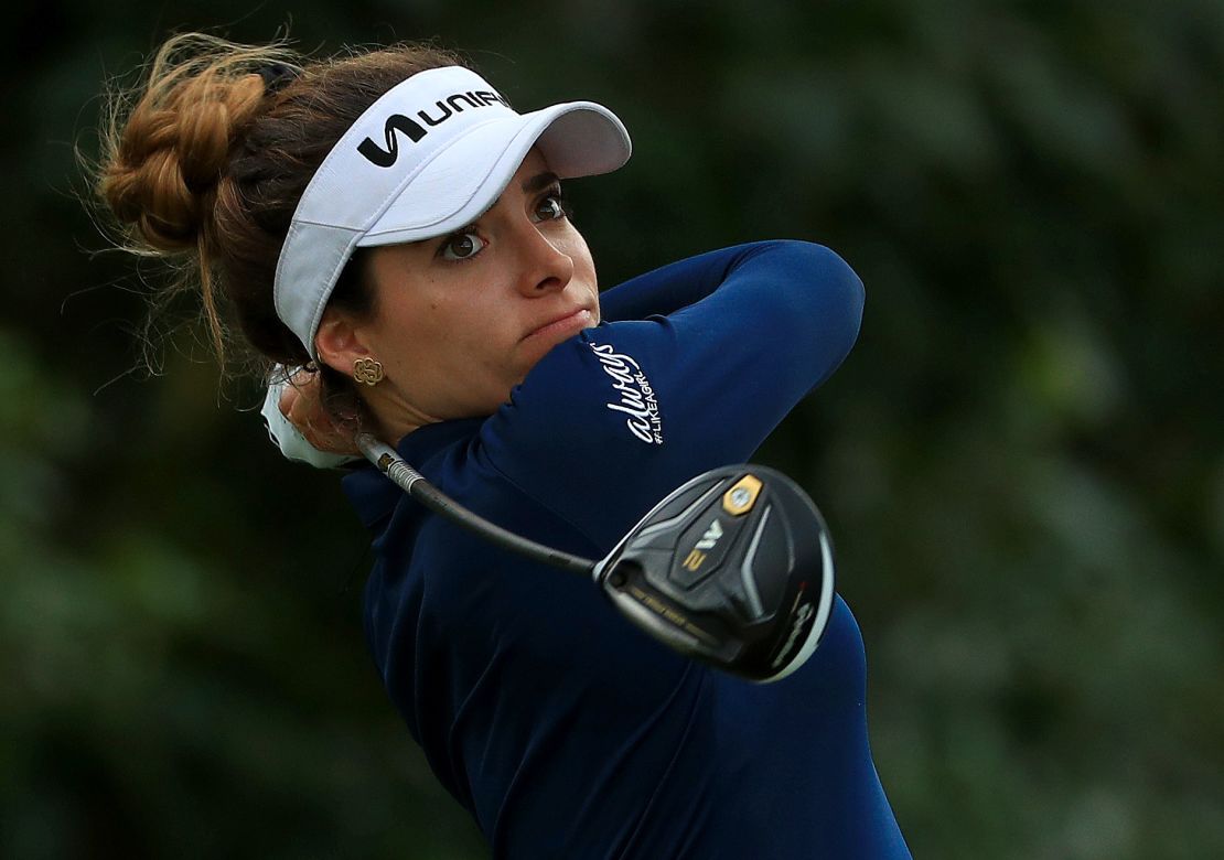 Lopez hits her tee shot on the 15th hole during the first round of the Gainbridge LPGA.