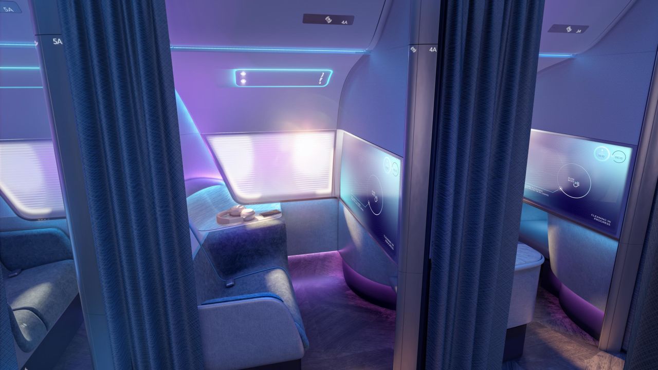 Design studio PriestmanGoode has developed a post-pandemic cabin to focus on hygiene and personal space and keep passengers safe and relaxed.