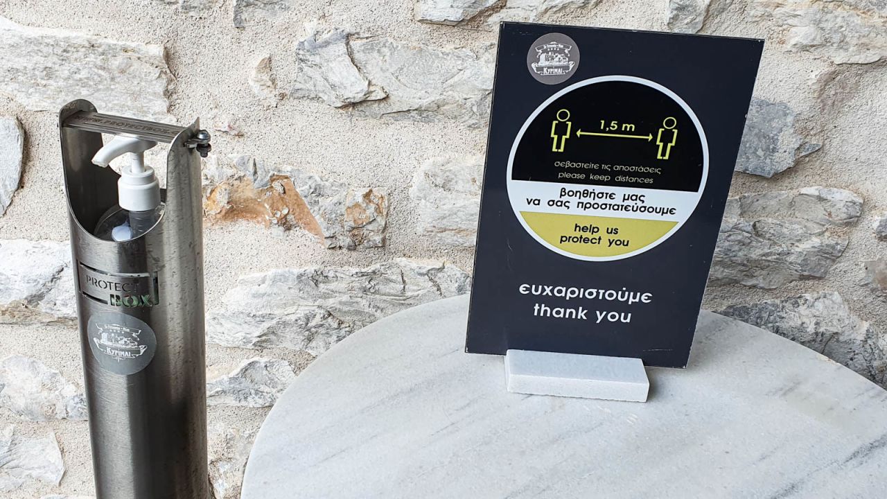 <strong>Hand sanitizer everywhere: </strong>Hotels in Greece appear to be taking Covid-19 regulations seriously. Staff wear face masks or shields, check-ins are screened off and hand sanitizer is omnipresent.